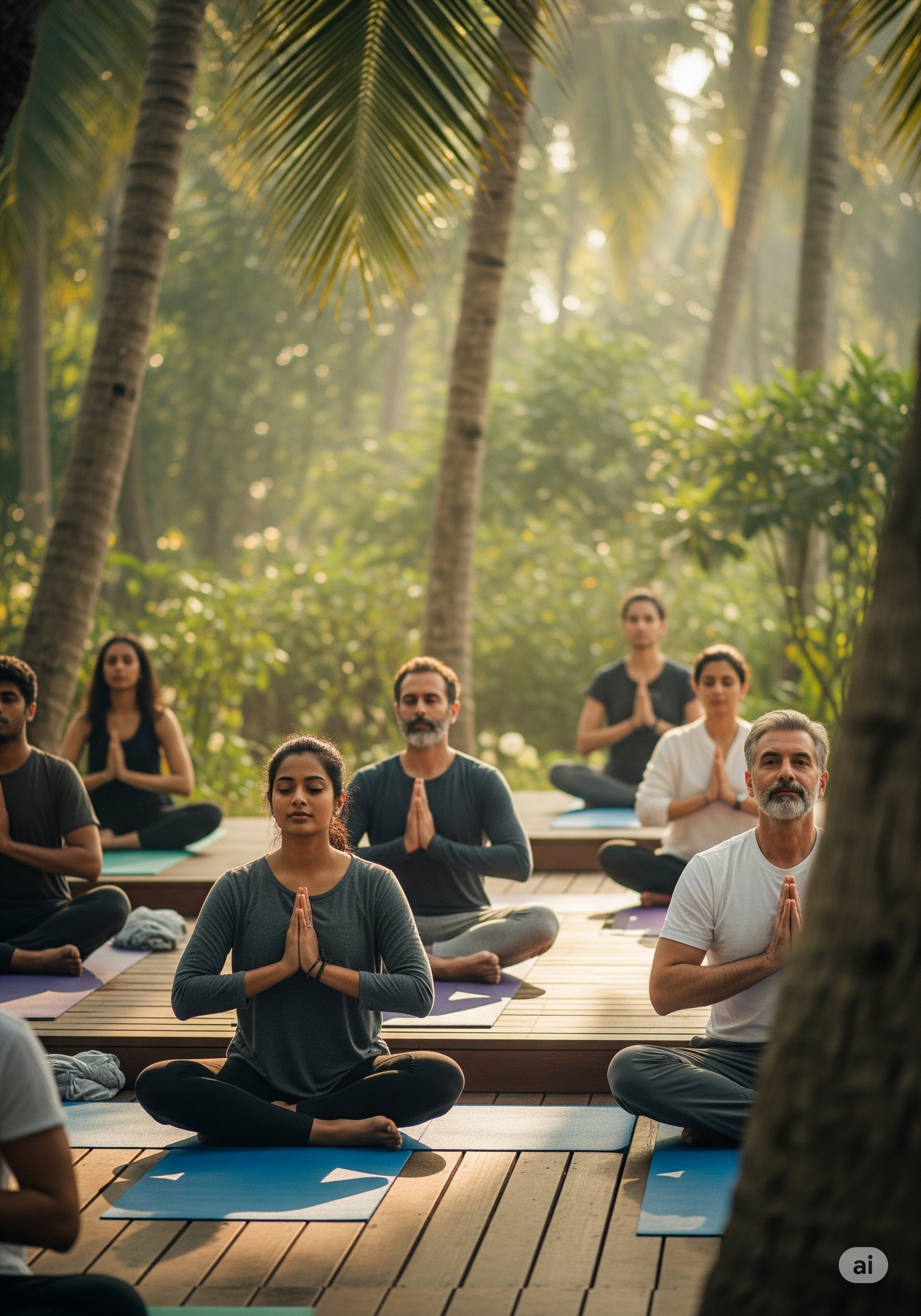 A serene yoga retreat setting